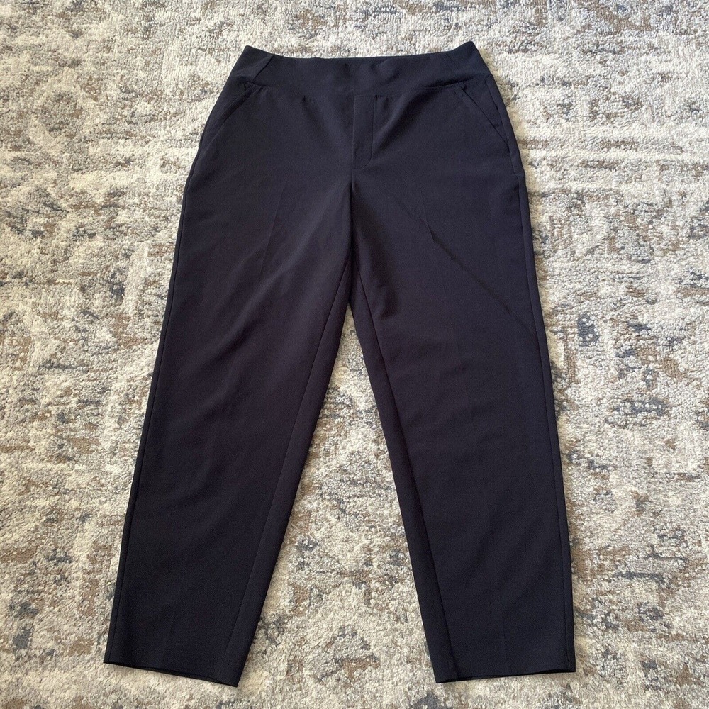 Athleta Endless High Rise Pants Women’s 12 Black Zip Pockets Wide Straight Leg